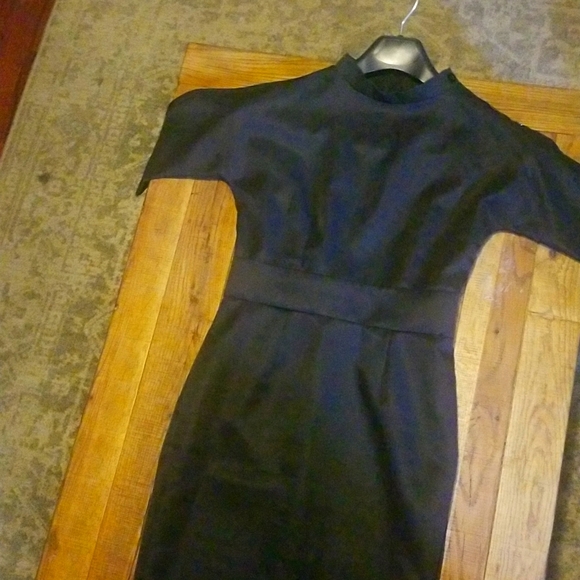 Structured Black Dress with Shoulder Button Detail - Size S - Picture 2 of 3